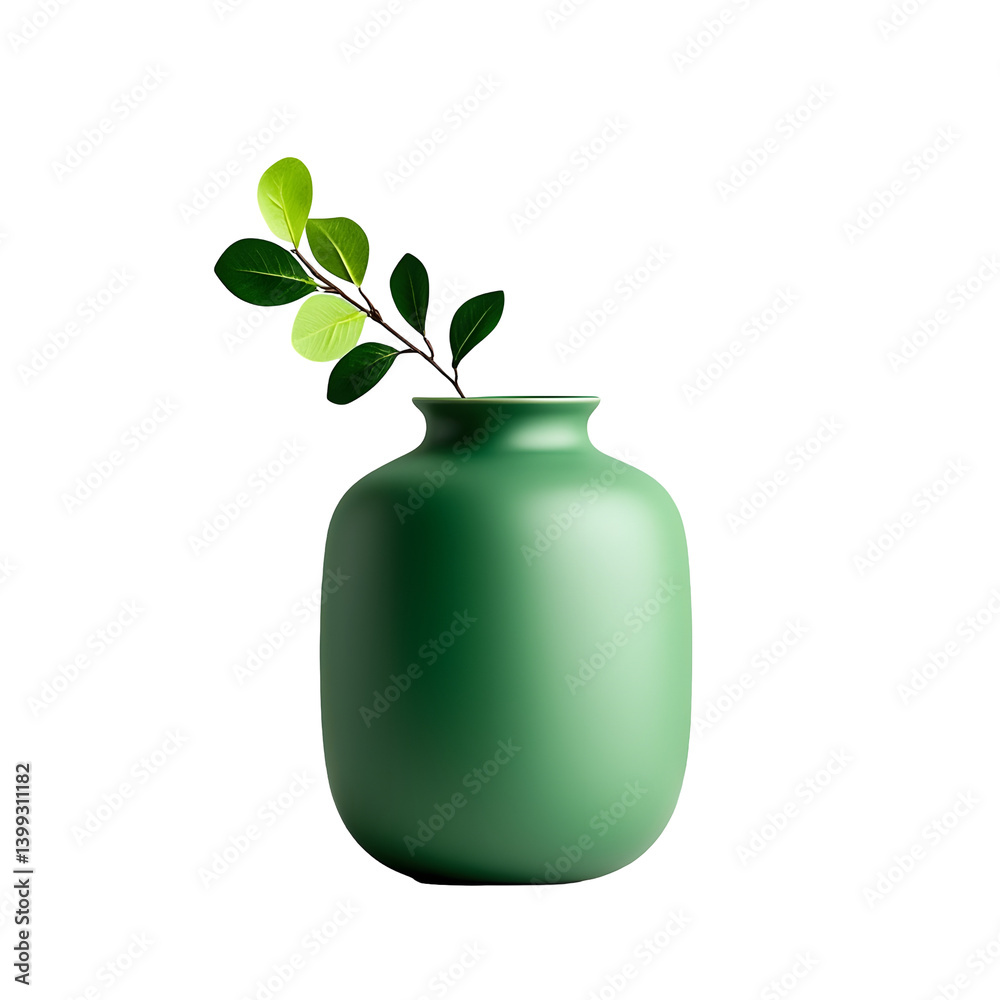 Elegant green ceramic vase on a white surface