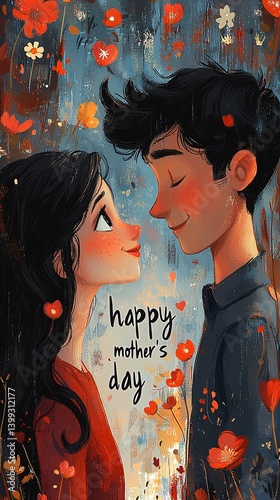 Heartwarming Illustration of Love for Mother's Day Celebration