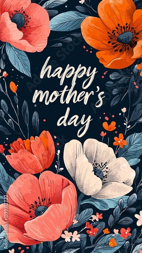 Vibrant Floral Design with Happy Mother's Day Message Artwork