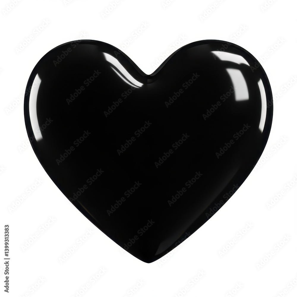 Shiny black heart shape illustration on white background Shiny black heart shape illustration on white background