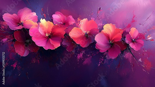 Vibrant Pink and Purple Blossoms Against an Abstract Background