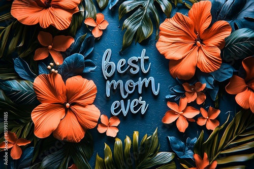 Vibrant Floral Arrangement with Text Celebrating Best Mom Ever