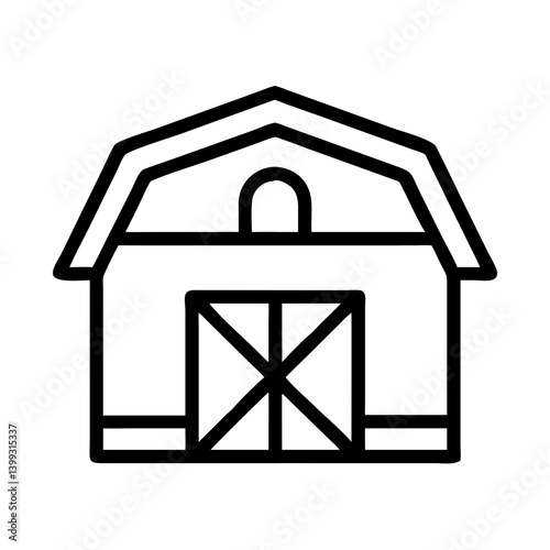Barn Building with Arched Roof Icon Design