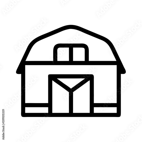 Barn Building with Arched Roof Icon Design