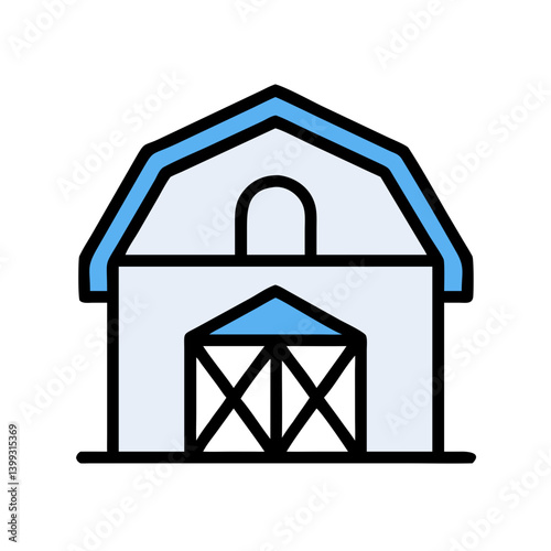 Barn Building with Arched Roof Icon Design