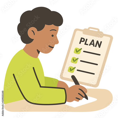 Wallpaper Mural Young man writing a plan on a clipboard with checkboxes   Torontodigital.ca