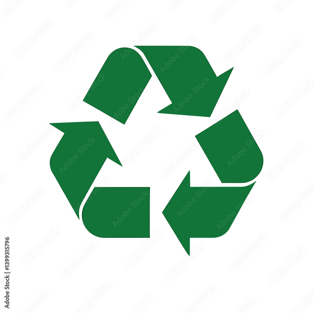 Recycling symbol in green color on a white background Recycling symbol in green color on a white background