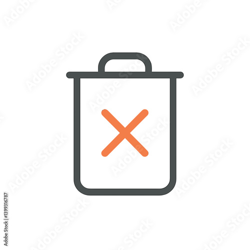 Trash Can with Cross Symbolizing Deletion  
