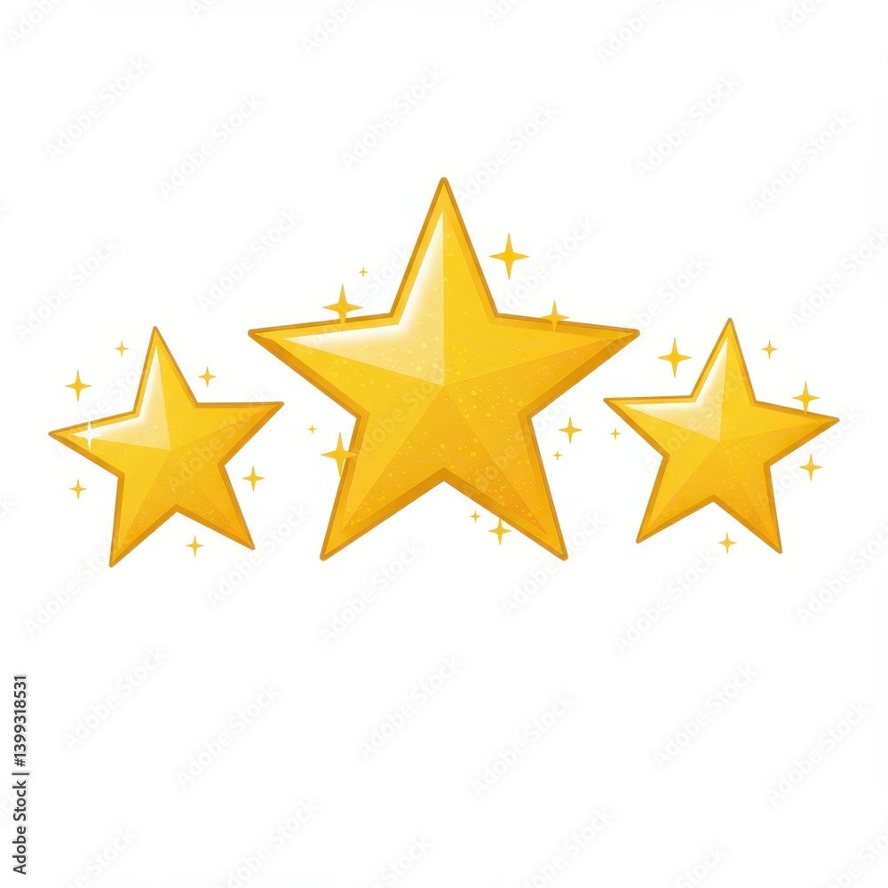 Three golden stars illustration on white background Three golden stars illustration on white background