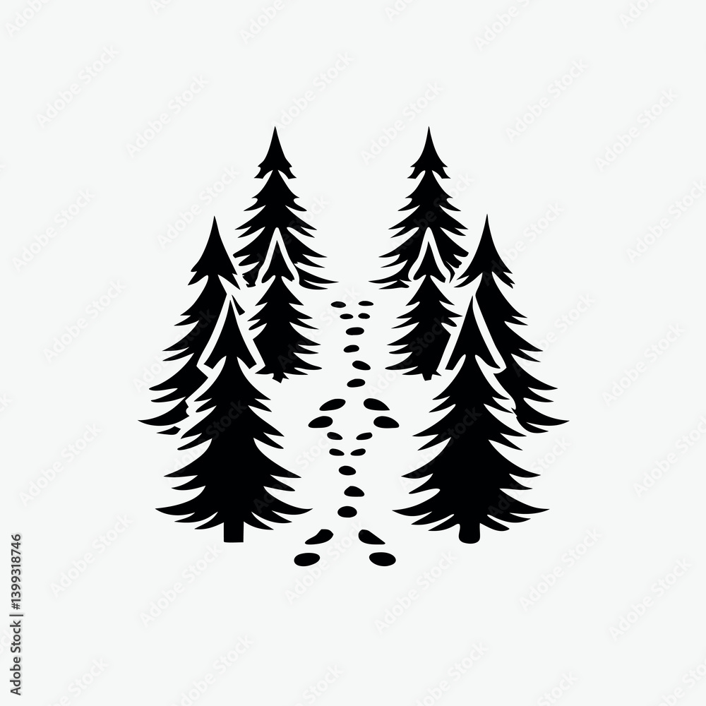 Obraz premium A nature-trail-through-a-forest-icon. 