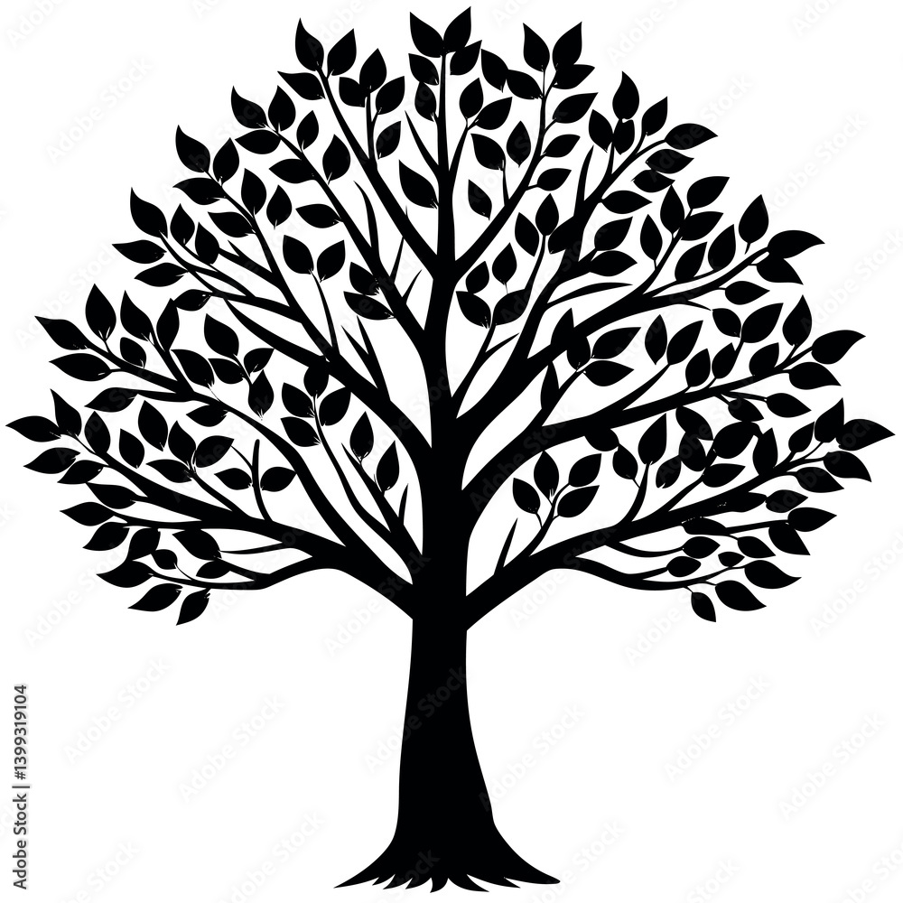 Obraz premium A redbud-tree-silhouette-vector-illustration 