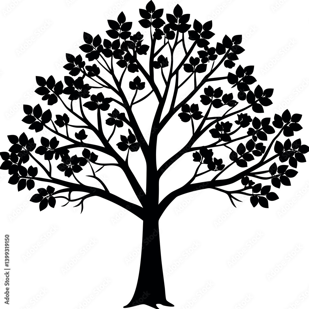 Fototapeta premium A redbud-tree-silhouette-vector-illustration