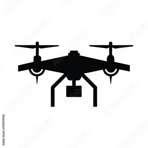 Drone Flying Clean Silhouette Vector