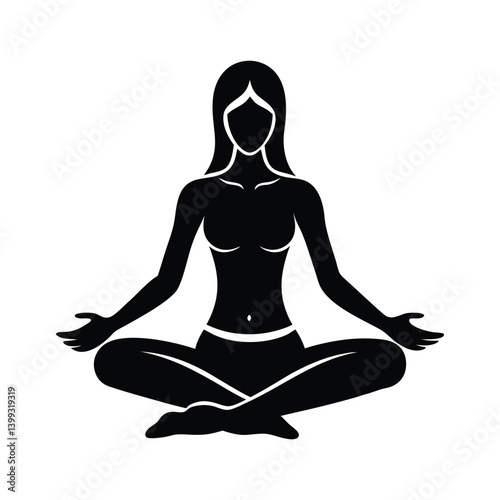 Female Lotus Meditation Vector Art