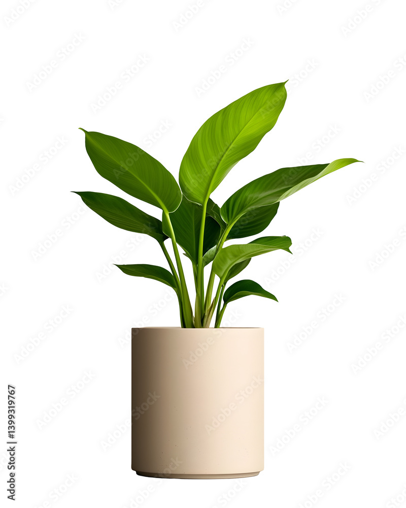 Lush houseplant in a minimalist ceramic pot