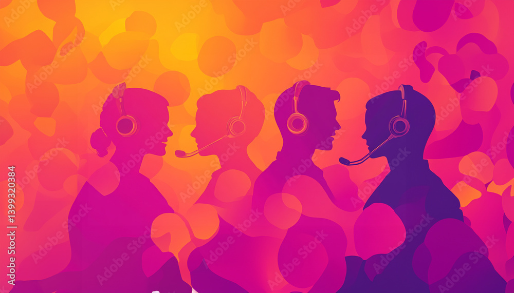 Customer service with an orange and pink gradient Customer service with an orange and pink gradient