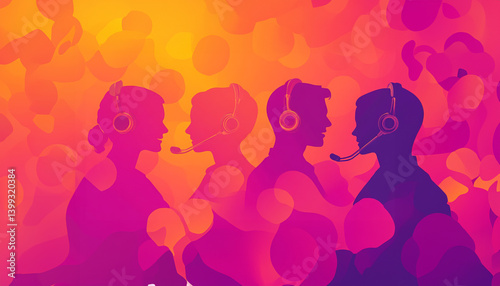 Customer service with an orange and pink gradient