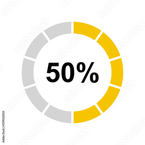 Loading circle and progress circle 50 percent
