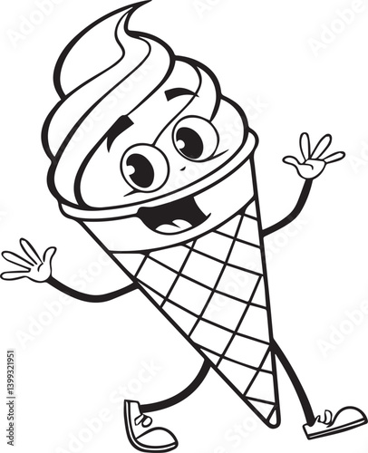 ice cream with hand drawn doodle silhouette vector, ice cream with hand drawn doodle logo vector, ice cream with hand drawn doodle vector illustration, Outline ice cream popsicle stick vector one line photo