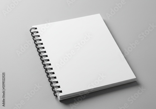Spiral bound blank notebook isolated on white background photo