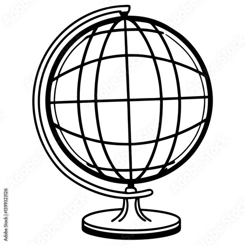 Globe with latitude and longitude lines a minimalist. 