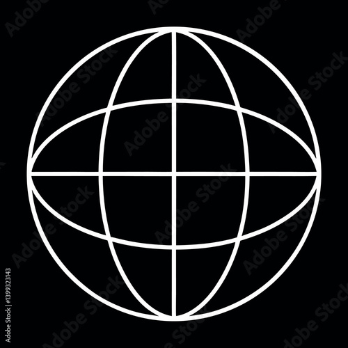 Globe with latitude and longitude lines a minimalist. 