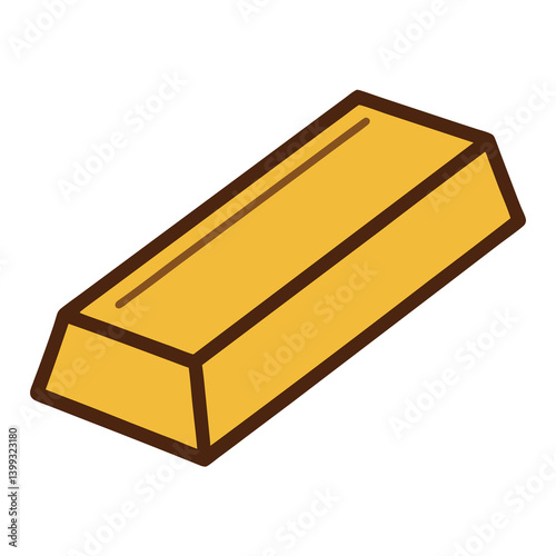 Gold bar illustration whit-solid colour outline 