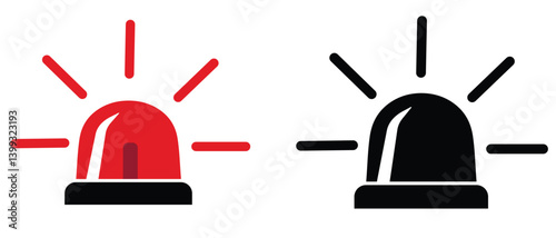 Emergency siren icons. Red nd black Emergency siren icon. Emergency siren icon in flat style. Police alarm, Medical alert siren vector illustration.