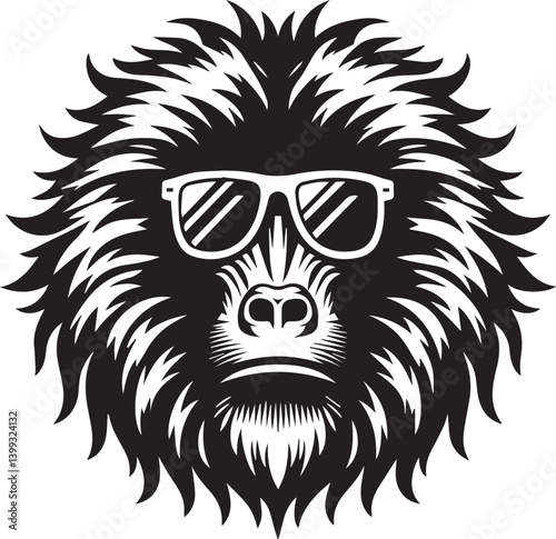 monkey head mascot, monkey head in sunglass silhouette vector, monkey head mascot vector illustration