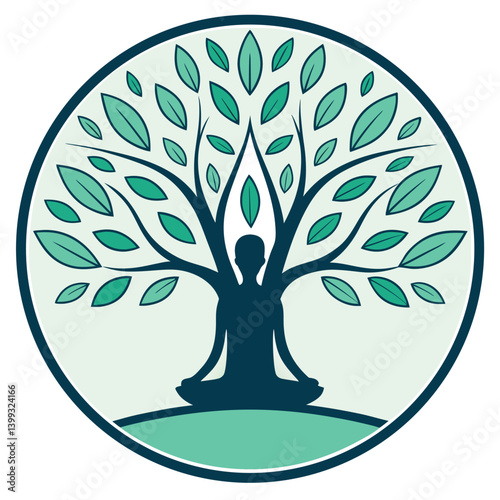 A yoga related-logo-under-the-tree 