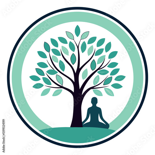 A yoga related-logo-under-the-tree 