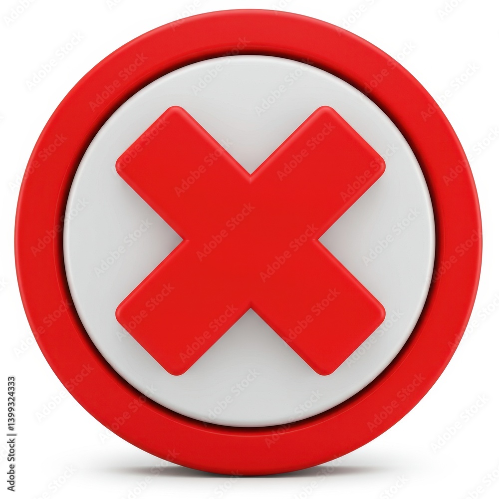 Red cross in circle graphic element on white background Red cross in circle graphic element on white background