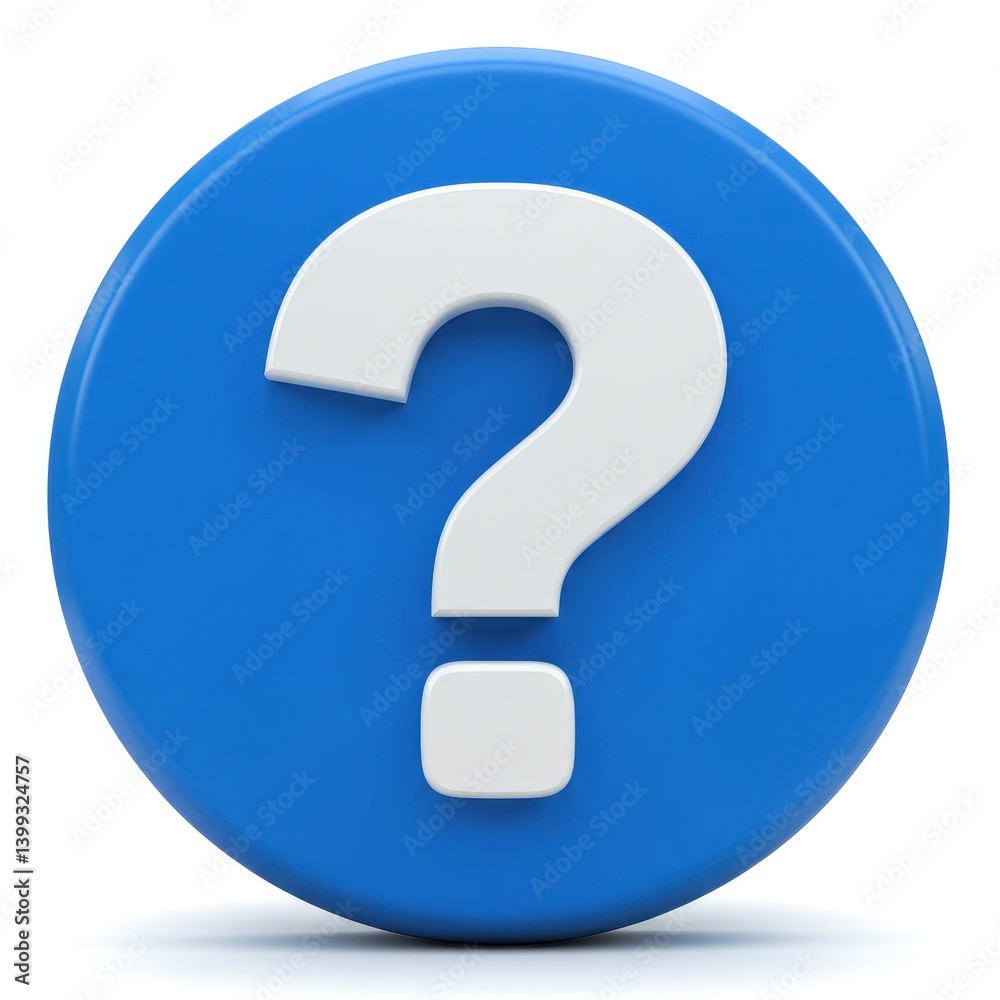 Question mark on a blue circle on white background Question mark on a blue circle on white background