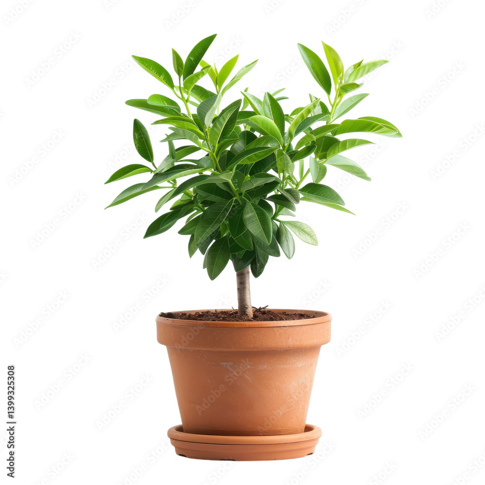 Fototapeta premium Potted Plant in Terracotta Pot - Lush Green Foliage