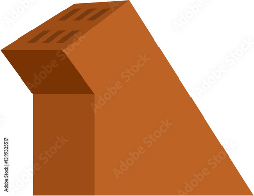 Angled Clay Brick with Recessed Holes, Isometric View