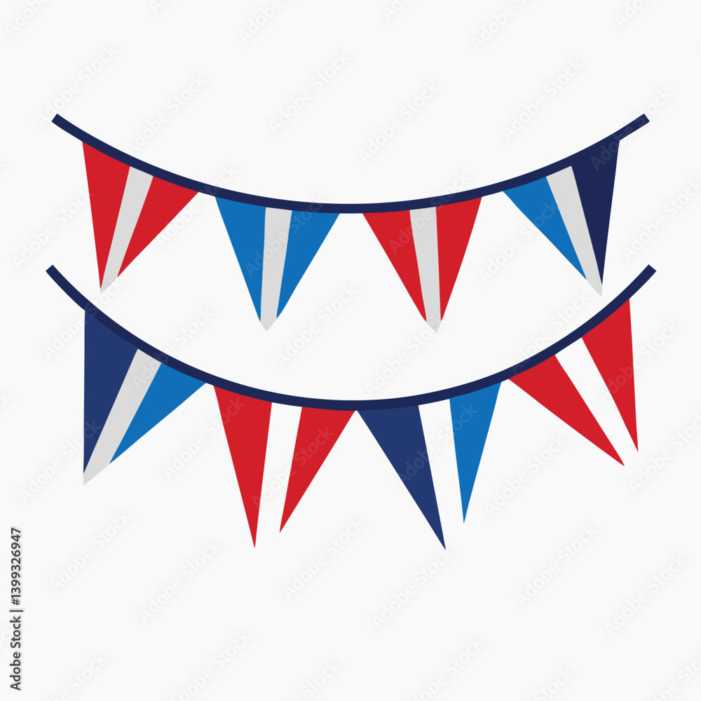 Fototapeta premium Red white and blue bunting-with-flag-pattern 
