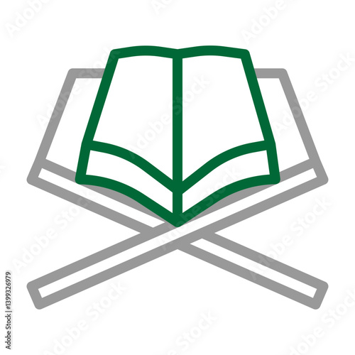 Quran Vector Line Dark Green Grey Icon Design