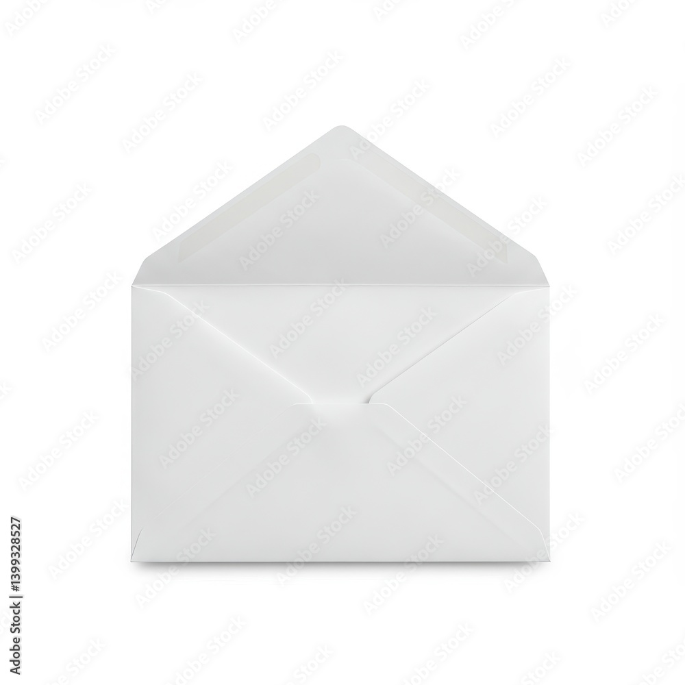 Open blank envelope stationery mockup on white background Open blank envelope stationery mockup on white background