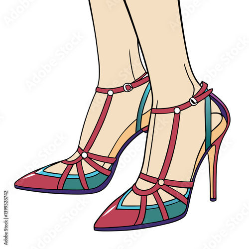 Stilettos shoes a detailed realistic colorful vector.
