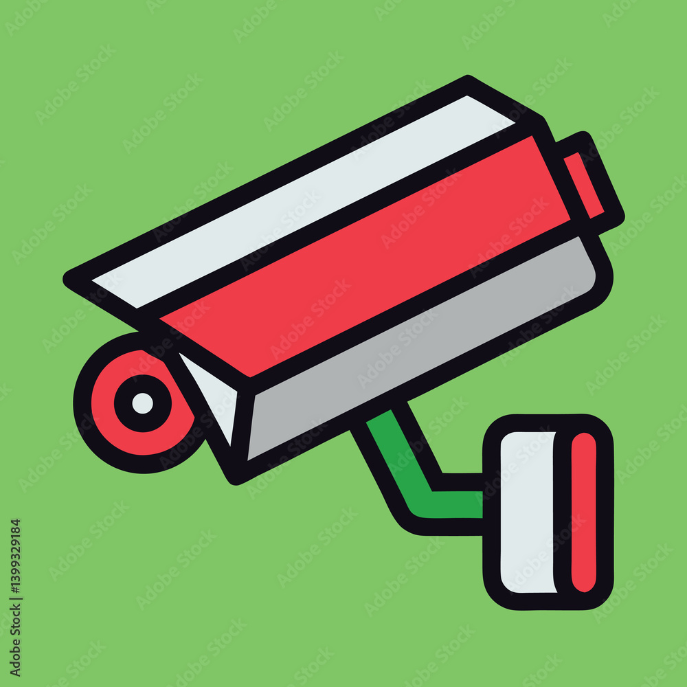 Surveillance-camera-illustration-whit-solid-colour. Surveillance-camera-illustration-whit-solid-colour.
