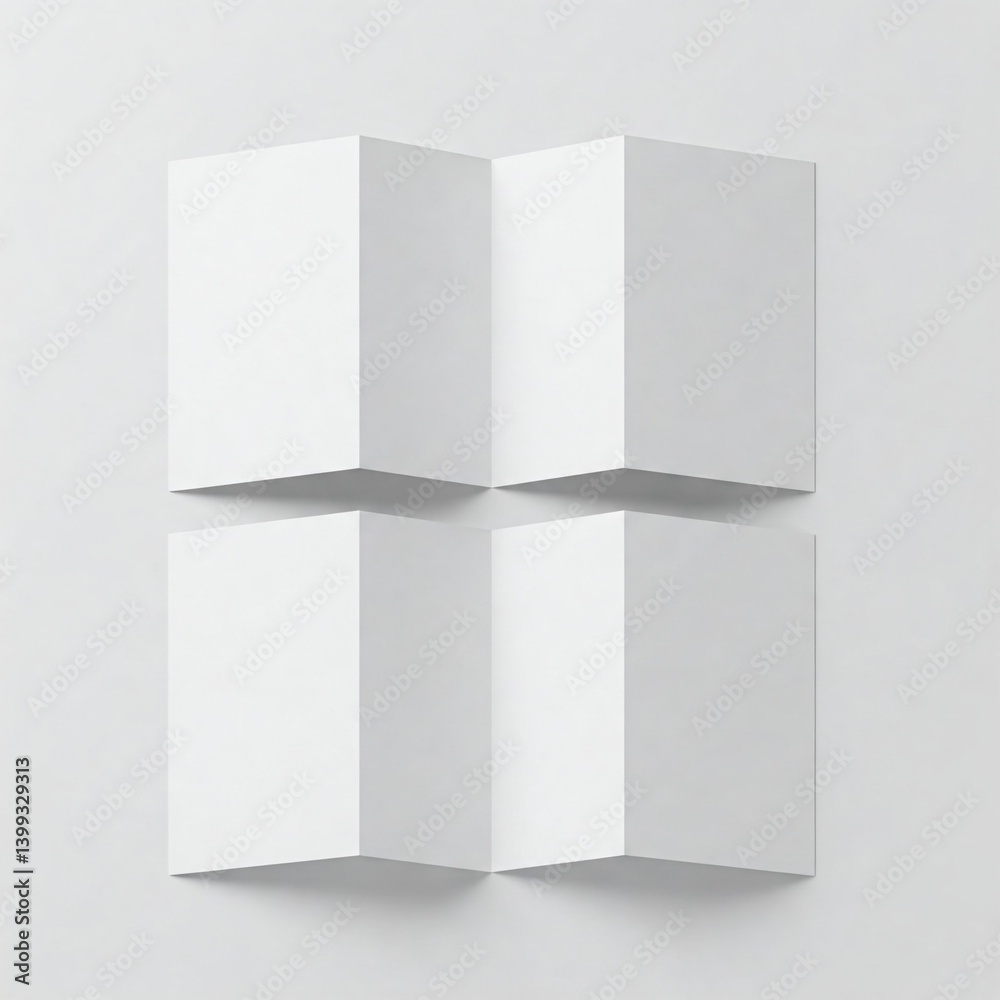 Four Panel White Folded Brochure Mockup on Minimalist Background Four Panel White Folded Brochure Mockup on Minimalist Background