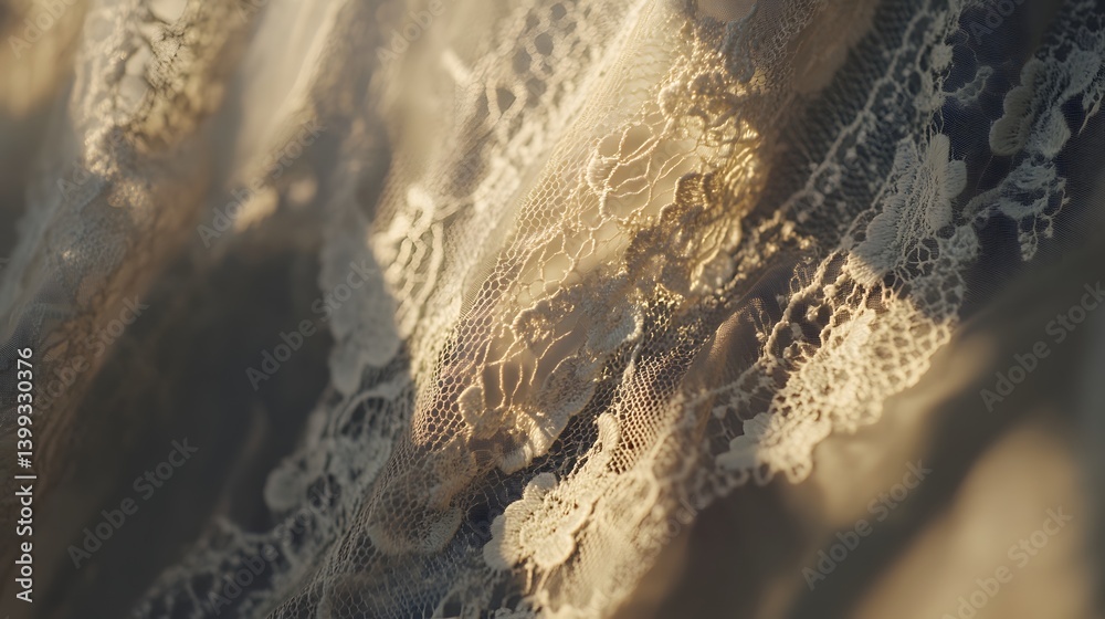 Fototapeta premium Close-up of delicate lace fabric showcasing intricate patterns.
