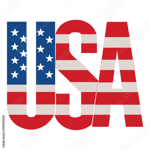 Free Download Vector illustration  of   text USA American flag theme. - GFXLoad