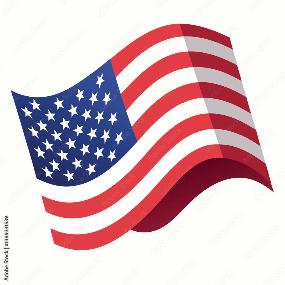 Fototapeta premium Vector illustration of waving American flag