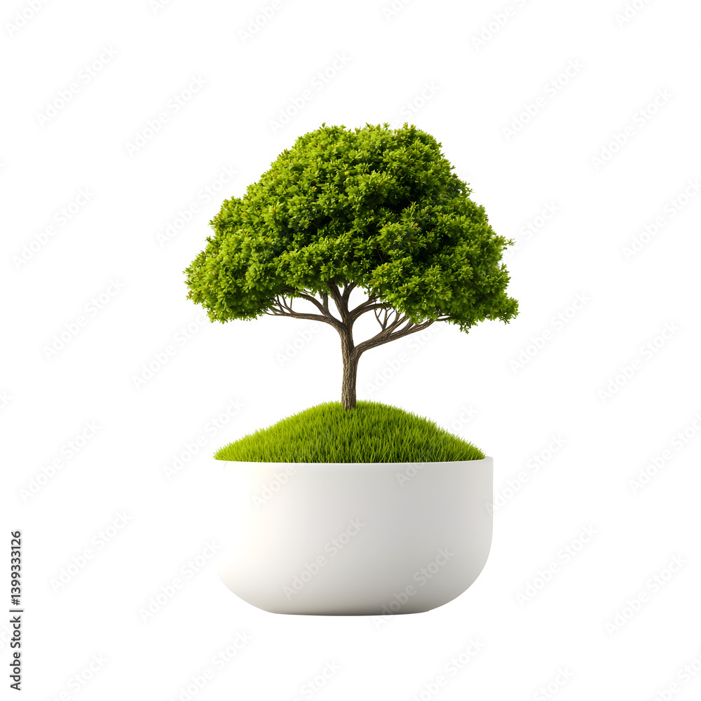 Miniature tree in a white planter
