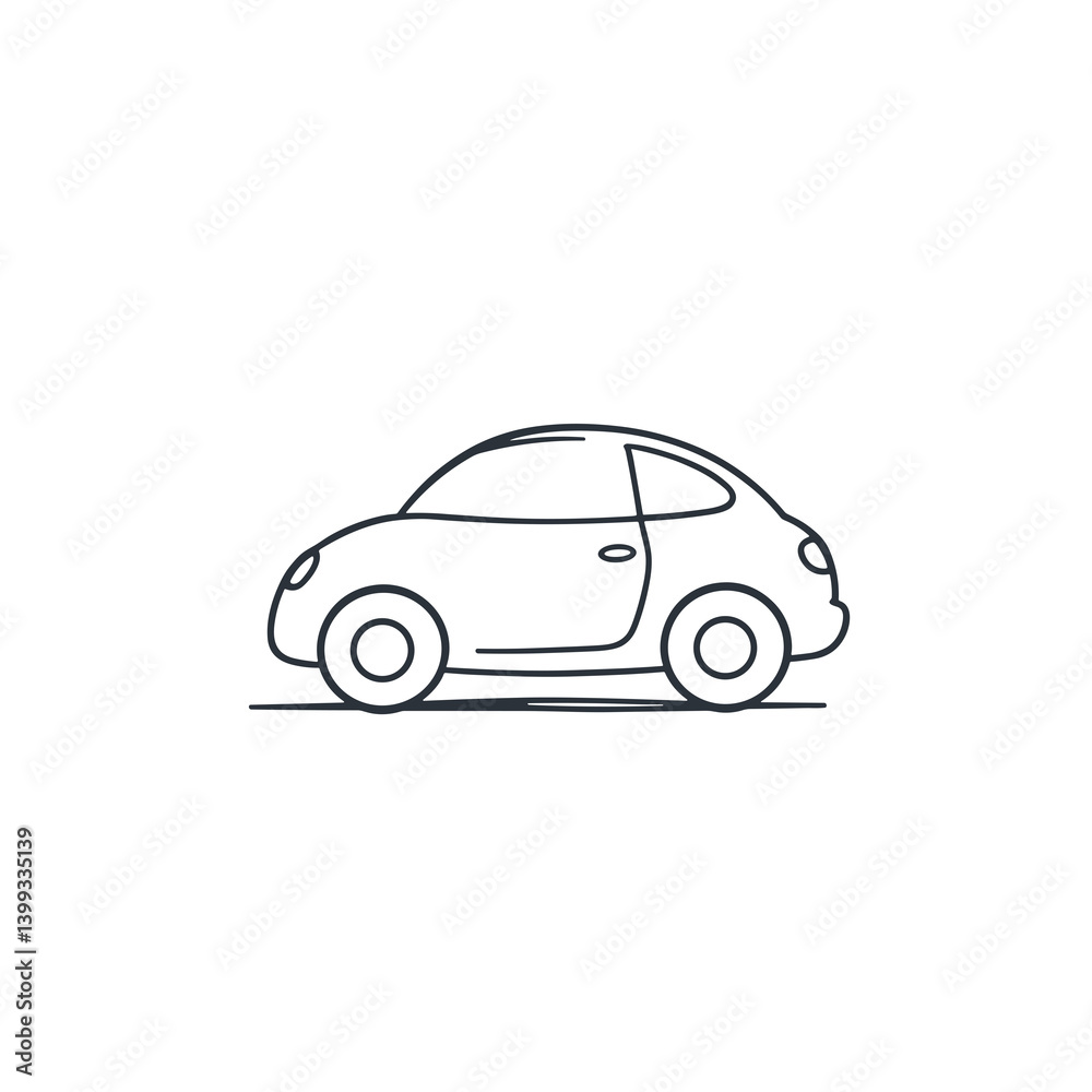 Simple line art car illustration, black and white, transportation concept with copy space Simple line art car illustration, black and white, transportation concept with copy space