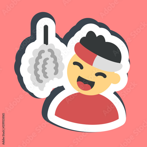 Sticker cracker eating competition. Indonesian independence day celebration elements. Good for prints, posters, etc.