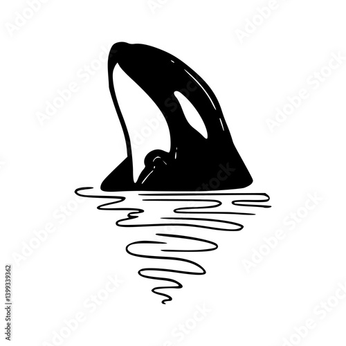 orca breaching water illustration