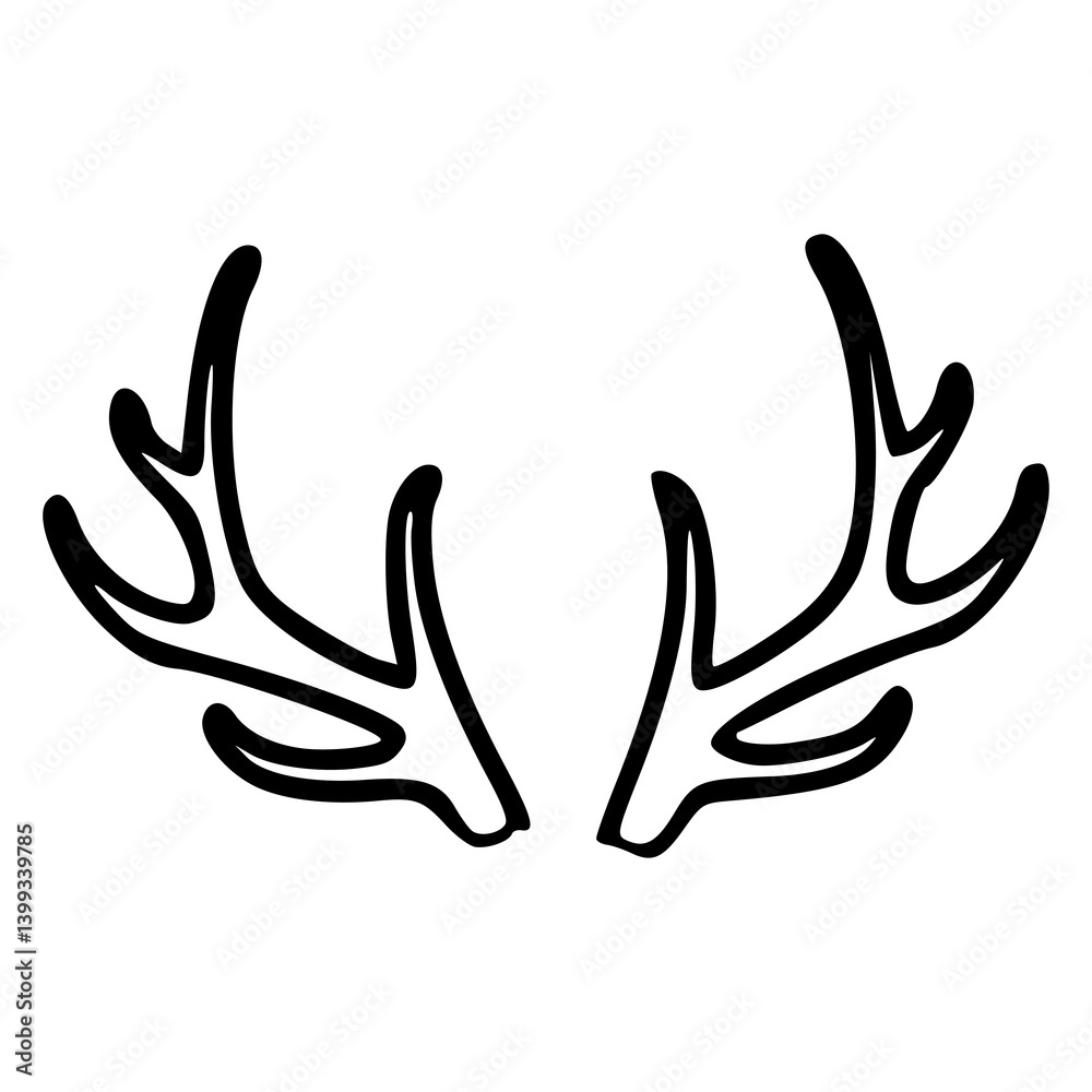 Naklejka premium deer antlers outline illustration