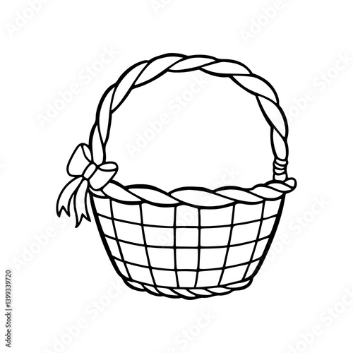 outline illustration of a basket with ribbon